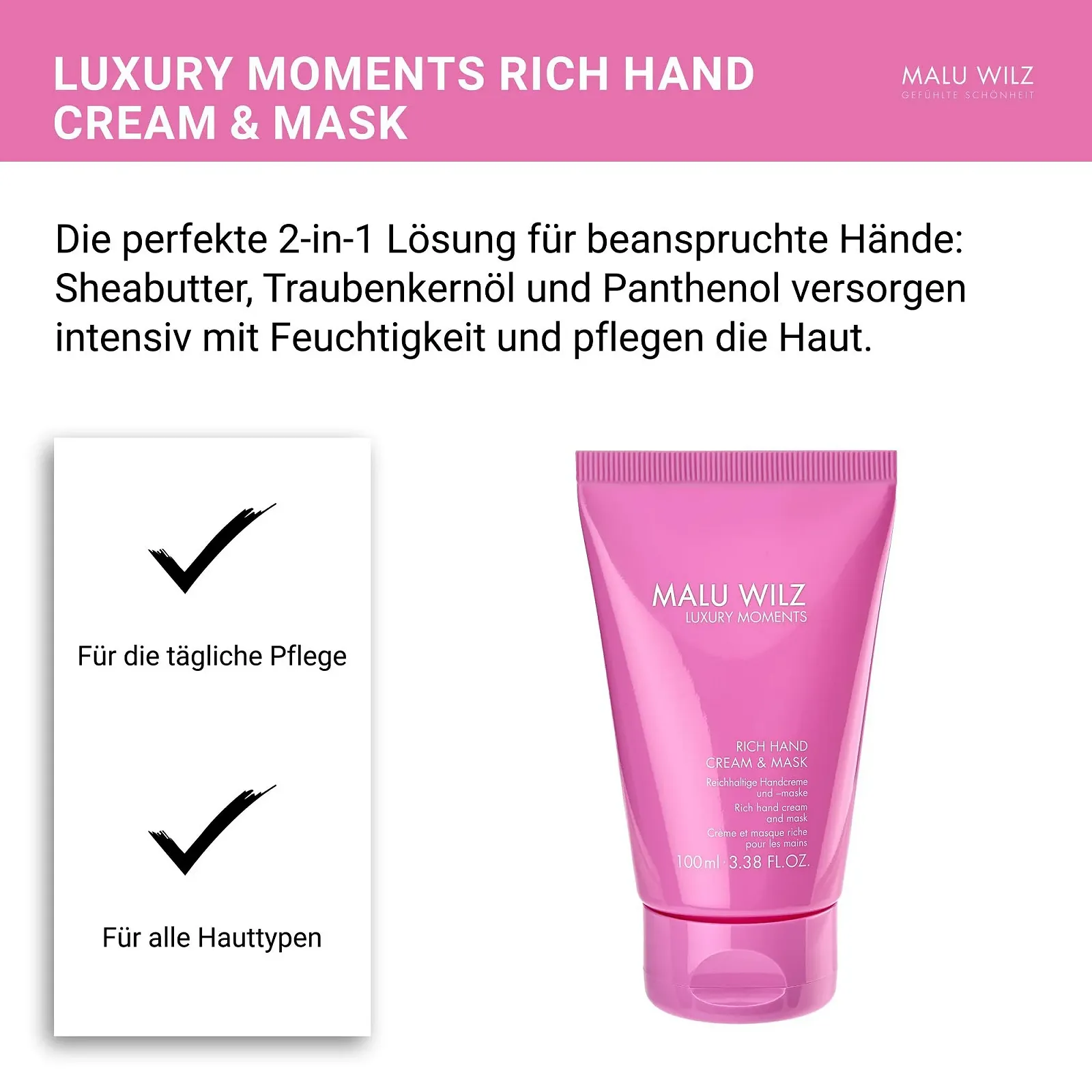 Крем та маска для рук Malu Wilz Luxury Moments Rich 100 мл, фото №5