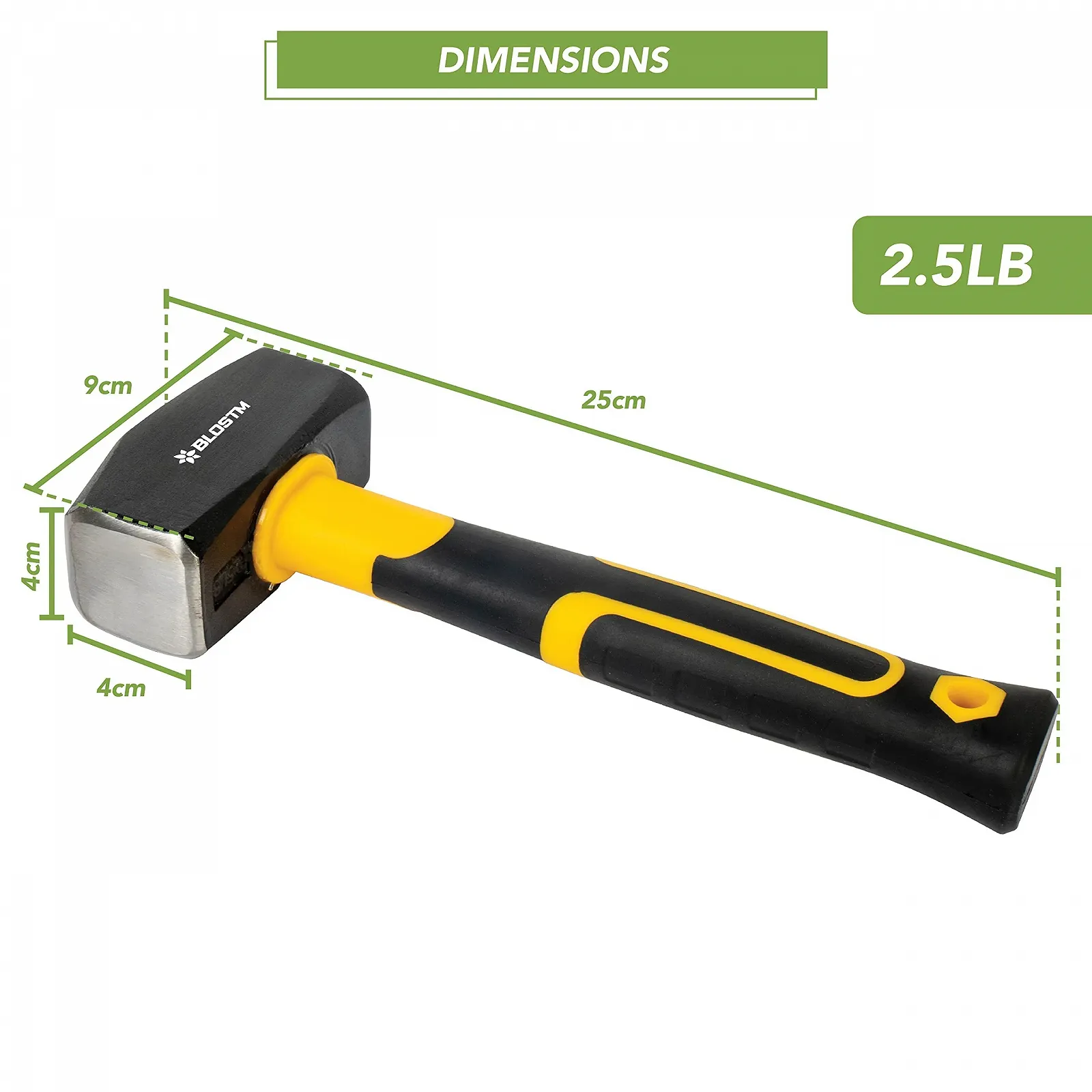 Молоток BLOSTM 1100 г 2.5 lbs с рукояткой из стекловолокна и нескользящим захватом 1.1 кг, фото №5 Молоток BLOSTM 1100 г 2.5 lbs с рукояткой из стекловолокна и нескользящим захватом 1.1 кг, фото №5