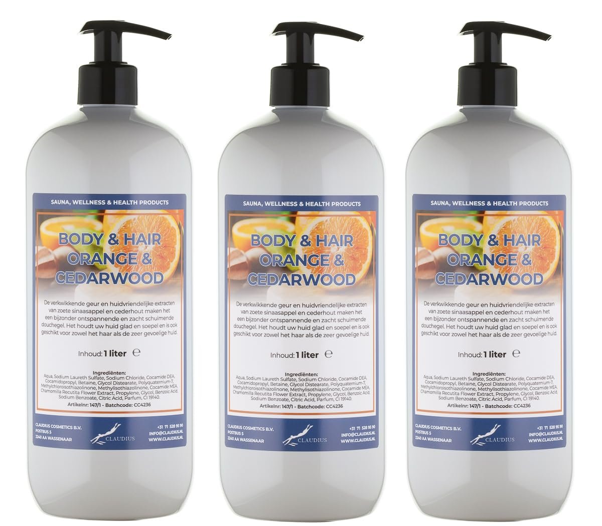 Гель для душу та шампунь 2 в 1 Sweet Orange & Cedarwood 1 л набір з 3 шт, фото №1