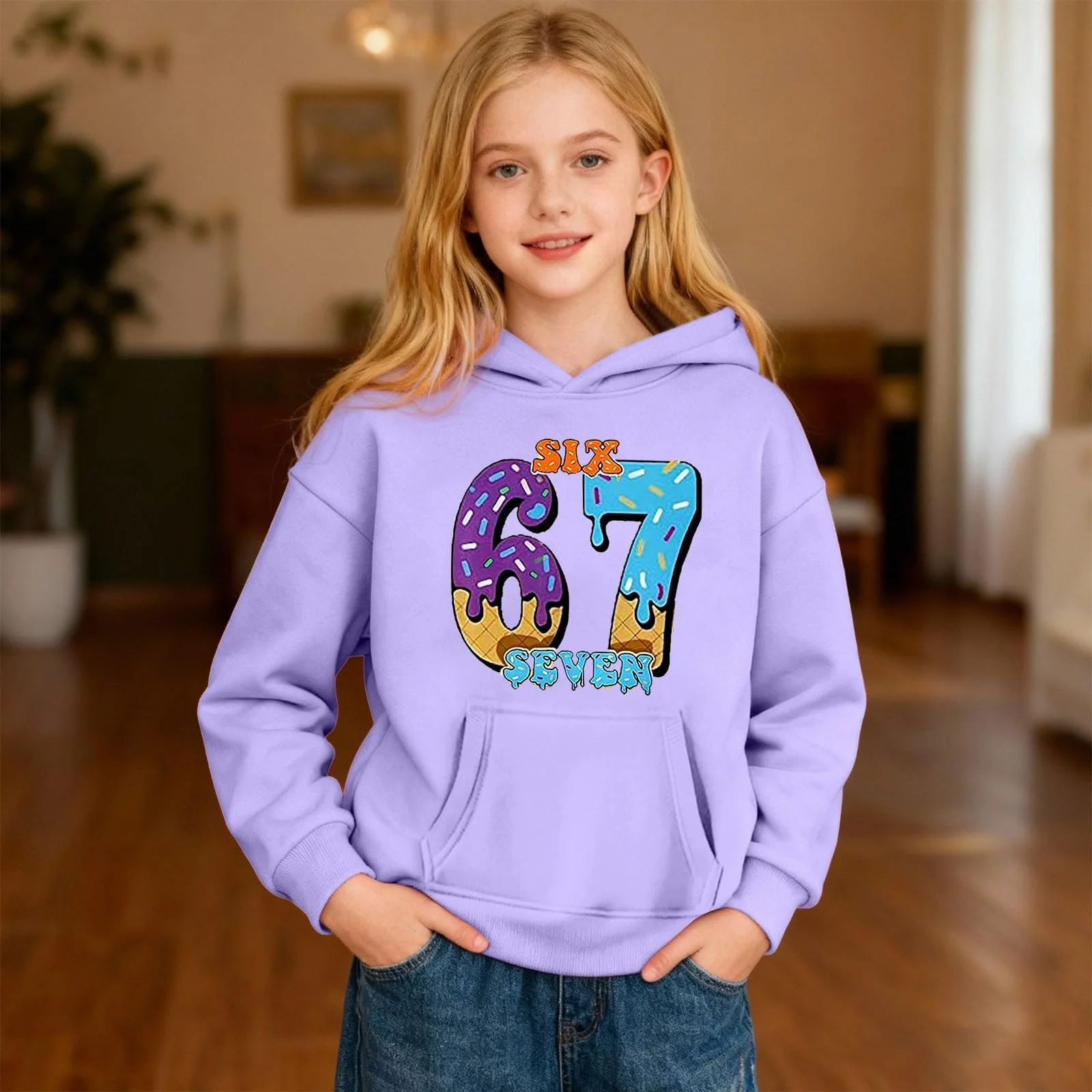 Дівчачий худі з принтом морозива, м'який повсякденний, фото №2