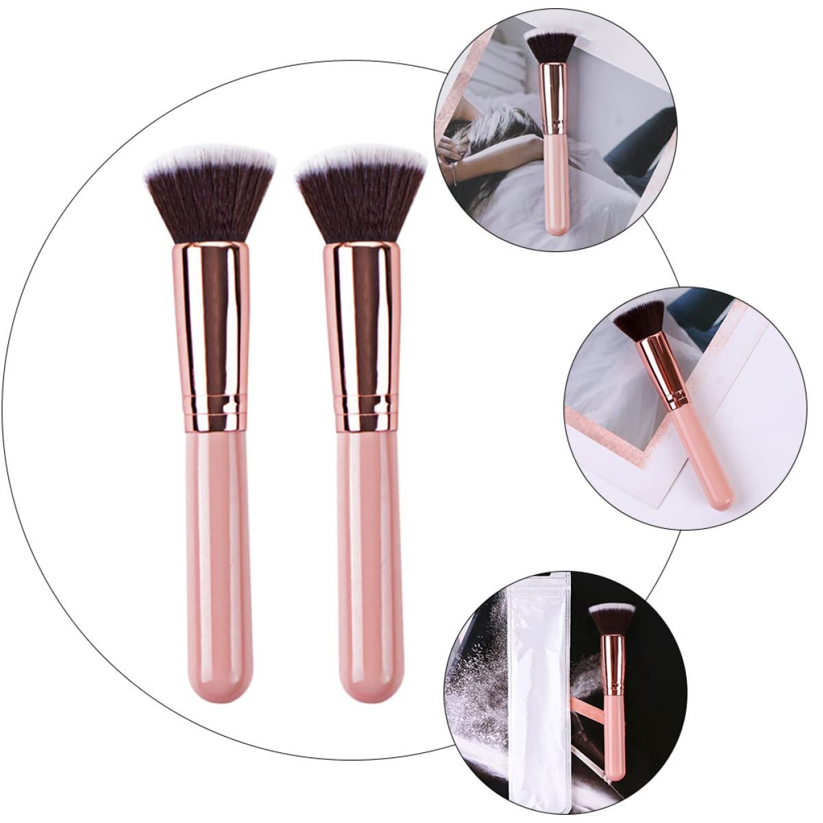 Пензель для основи Beaupretty, 2 шт., преміум-класу, для рідкого макіяжу, паличка для основи, пензель для пудри, професійний, круглий, фото №4