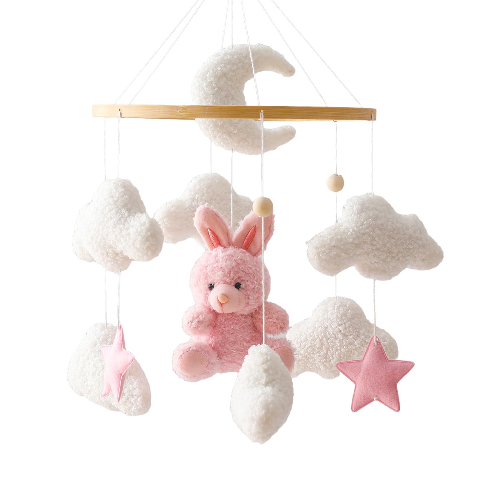 Мобиль Baby Bed Bell Moon Clouds Rabbit Baby Bed Bell (розовый), фото №1