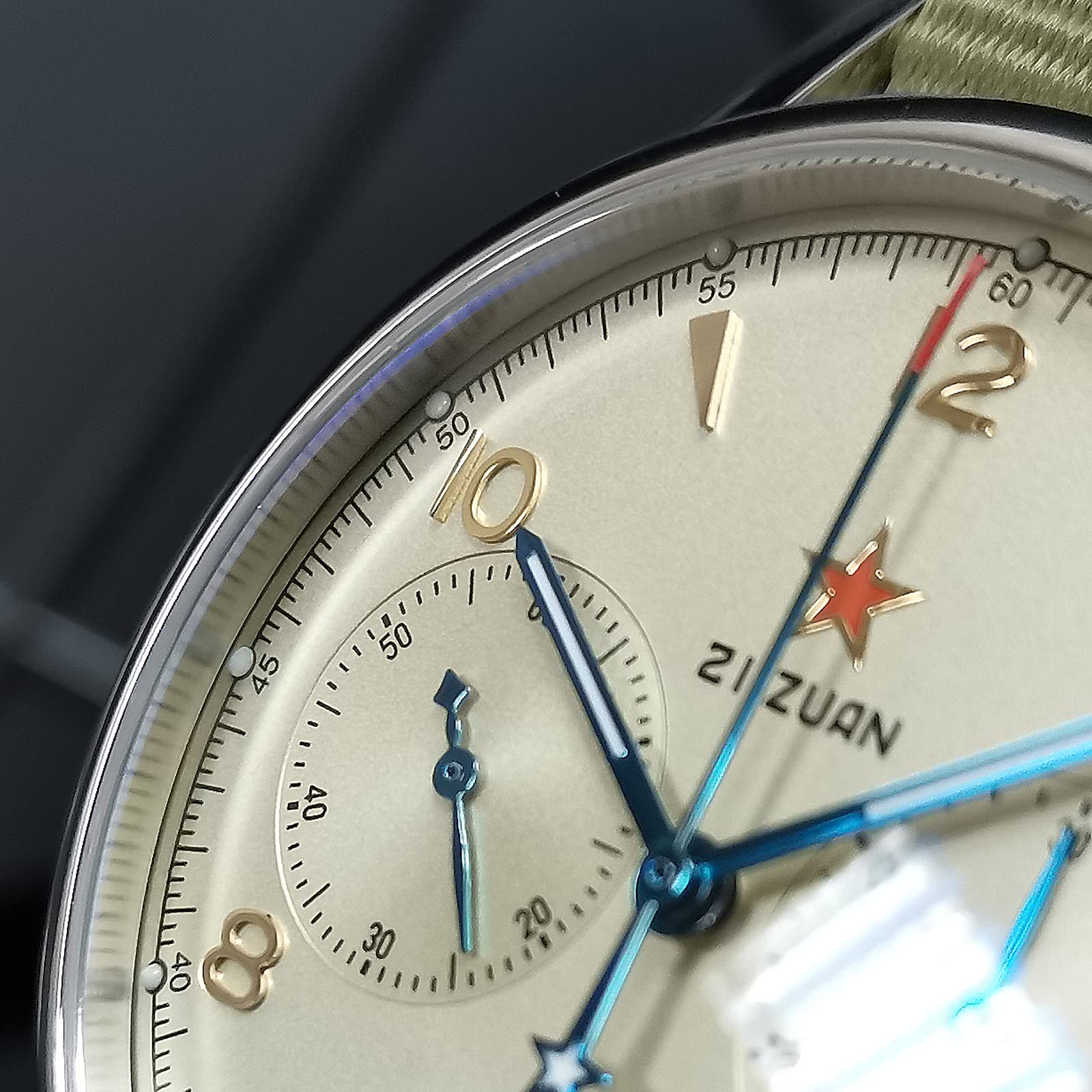 Чоловічий годинник Gooseneck Seagull Chronograph 1962 40mm Сяючий Сапфірове скло Нейлоновий ремінець ST1901 Рух Зелений, фото №6