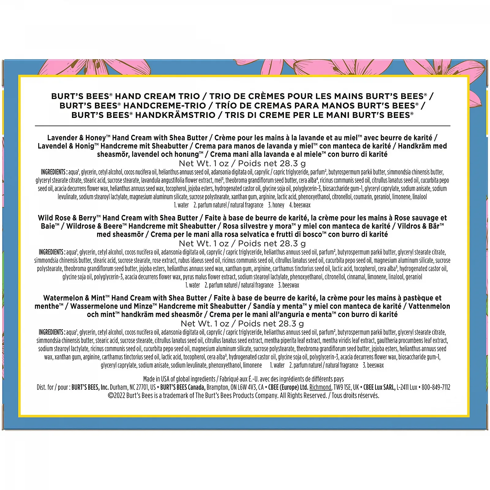 Крем для рук Burt's Bees Набір Shea Butter, Lavender and Honey, Wild Rose and Berry and Watermelon and Mint 3 шт, фото №8 Крем для рук Burt's Bees Набір Shea Butter, Lavender and Honey, Wild Rose and Berry and Watermelon and Mint 3 шт, фото №8