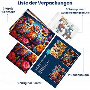 Набор пазлов для пожилых людей 3 шт по 48 крупных деталей 30,5 x 20,3 см synthetic.ua - Фото 1