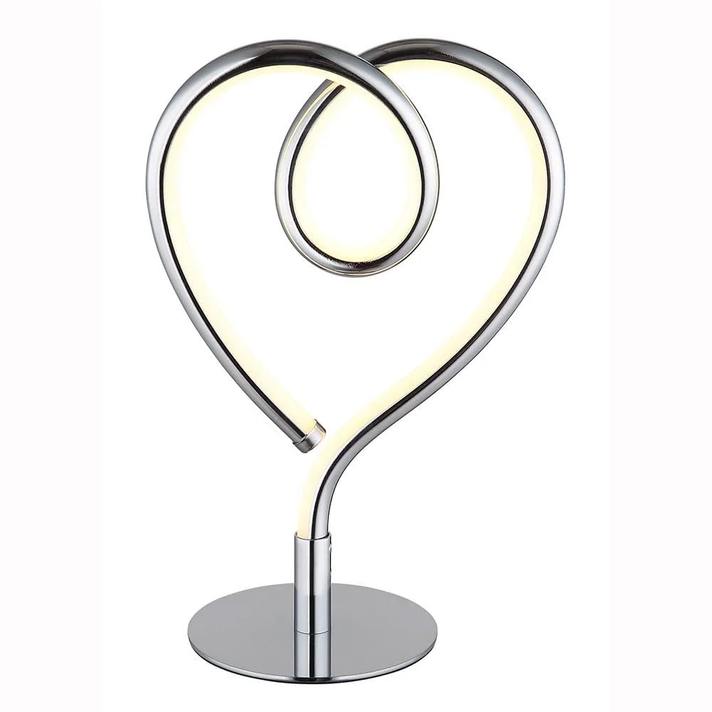 Настольная лампа GLOBO LIGHTING LED Heart Shape 23,5 см Chrome Opal, фото №4