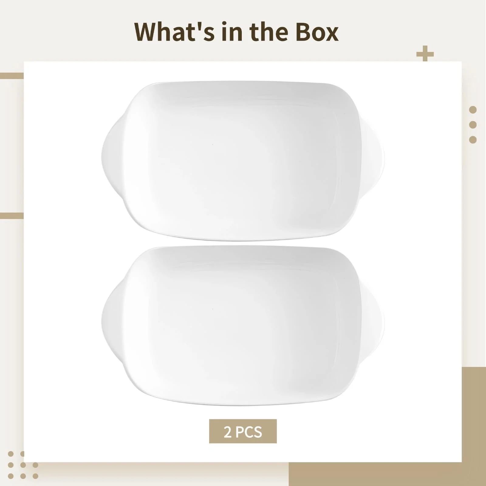 Набір форм для запікання керамічних (2 шт) з двома ручками White, фото №3