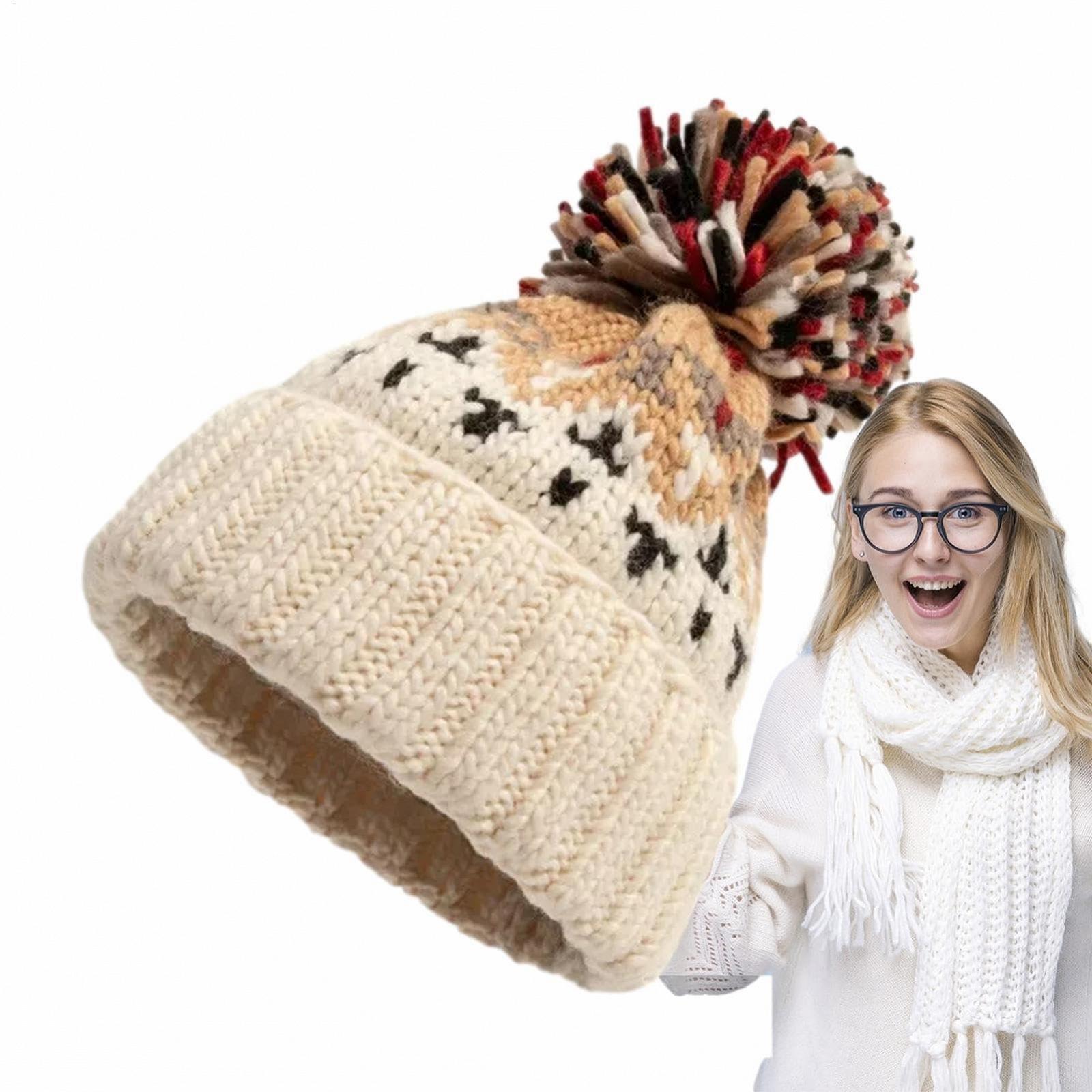 Разноцветная шапка с помпоном Зимняя шапка с помпоном, фото №8