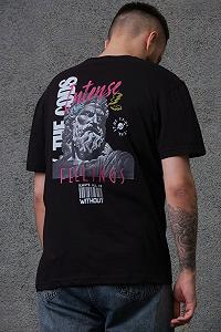 Оверсайз футболка з принтом Without feelings black - Фото 1