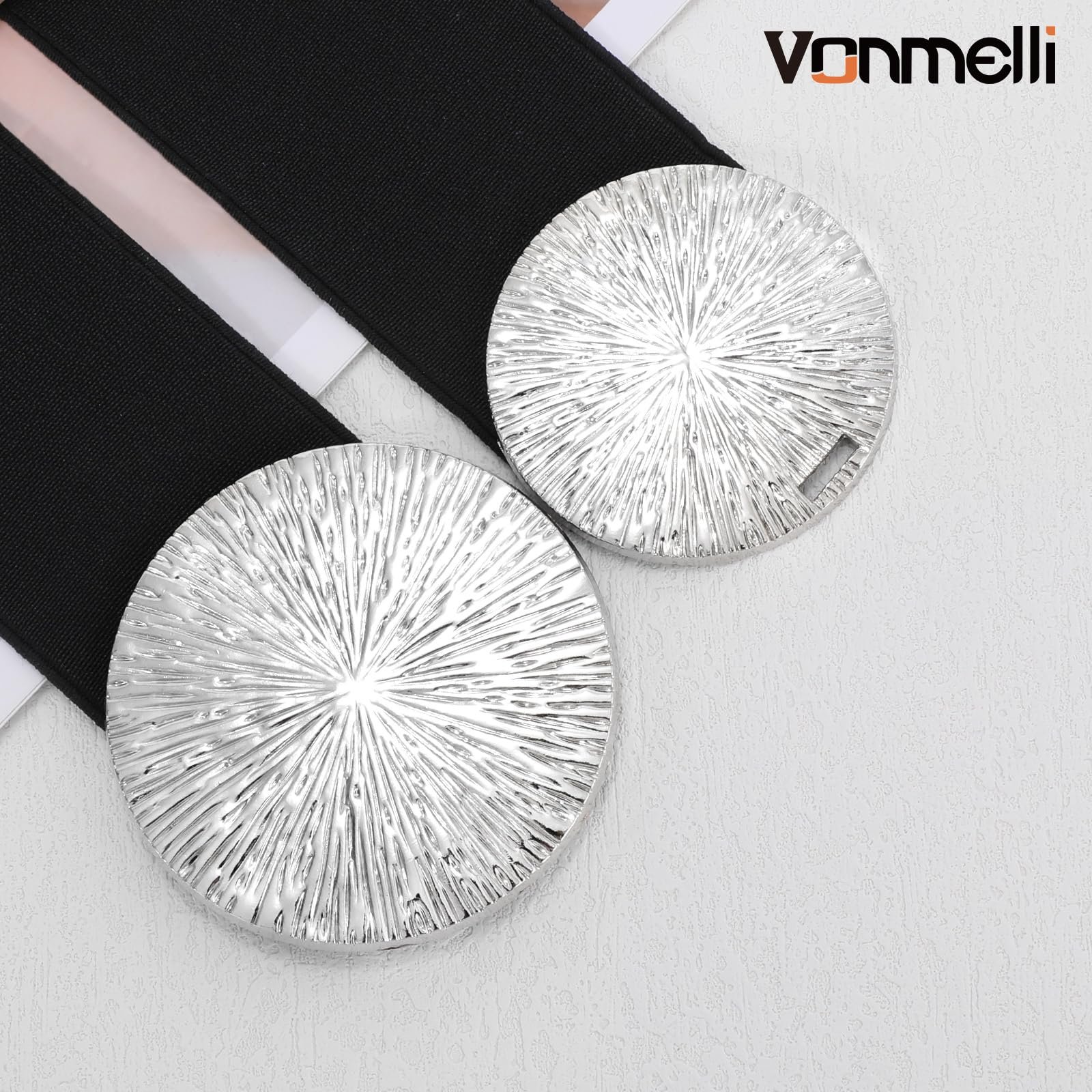Ремень эластичный VONMELLI широкий с золотой пряжкой для платья, эластичный винтажный женский ремень для талии, фото №4