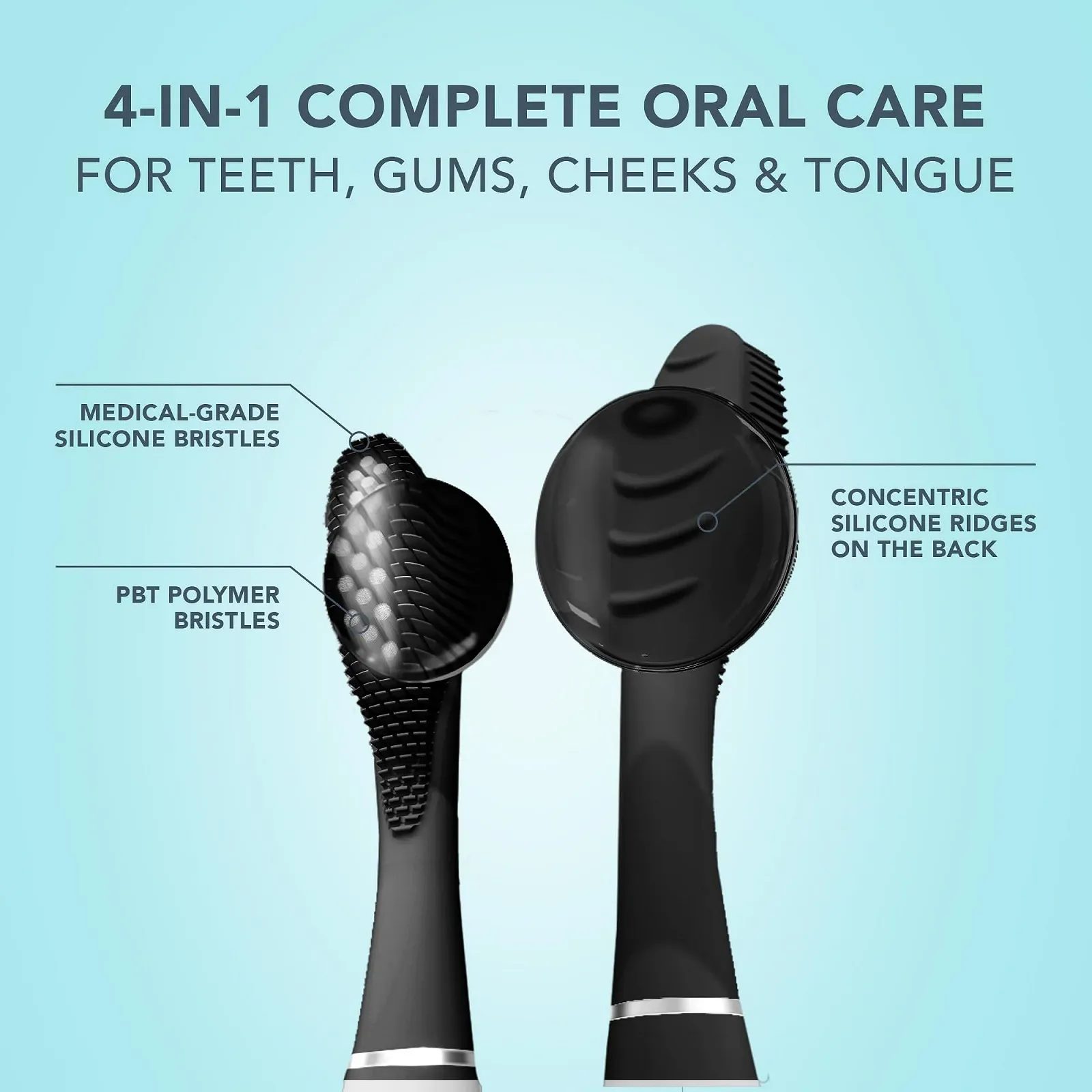 Электрическая зубная щетка FOREO ISSA 3 Total Oral Care Set 4-в-1 силиконовая звуковая Черная, фото №6