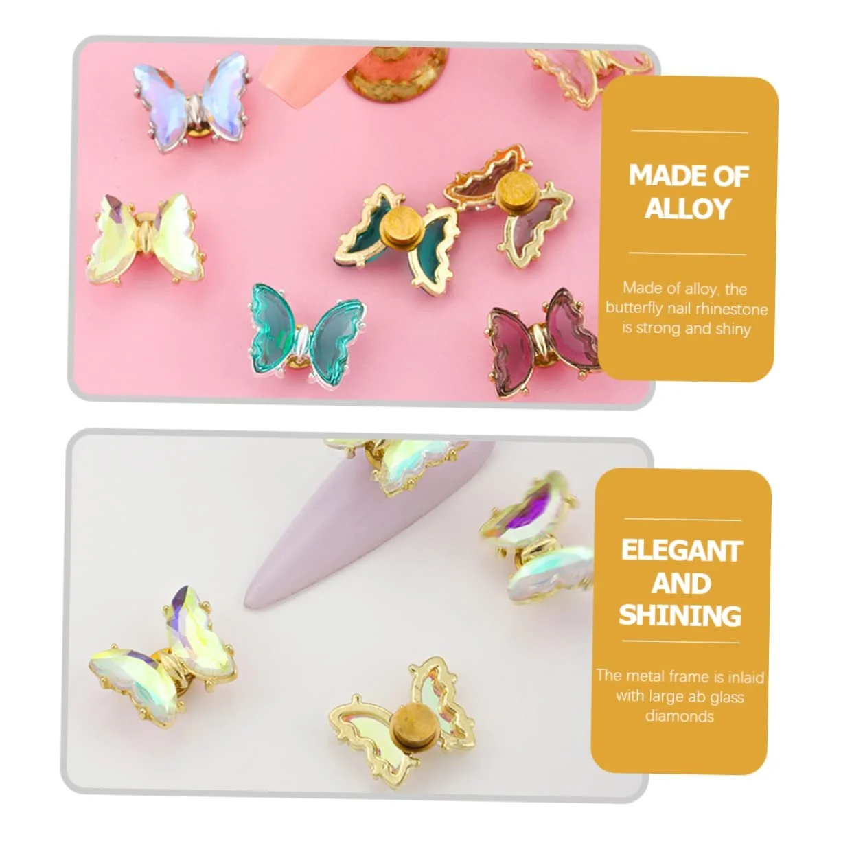 Украшения для ногтей Бабочки со стразами, 5 шт. для женщин и девочек, подходят для свиданий, работы и праздников, фото №7