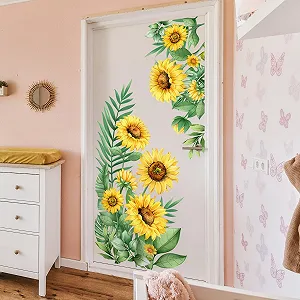 Наклейка на стіну Соняшники та метелики 30 x 90 см 2 шт. Жовтий B synthetic.ua - Фото 1