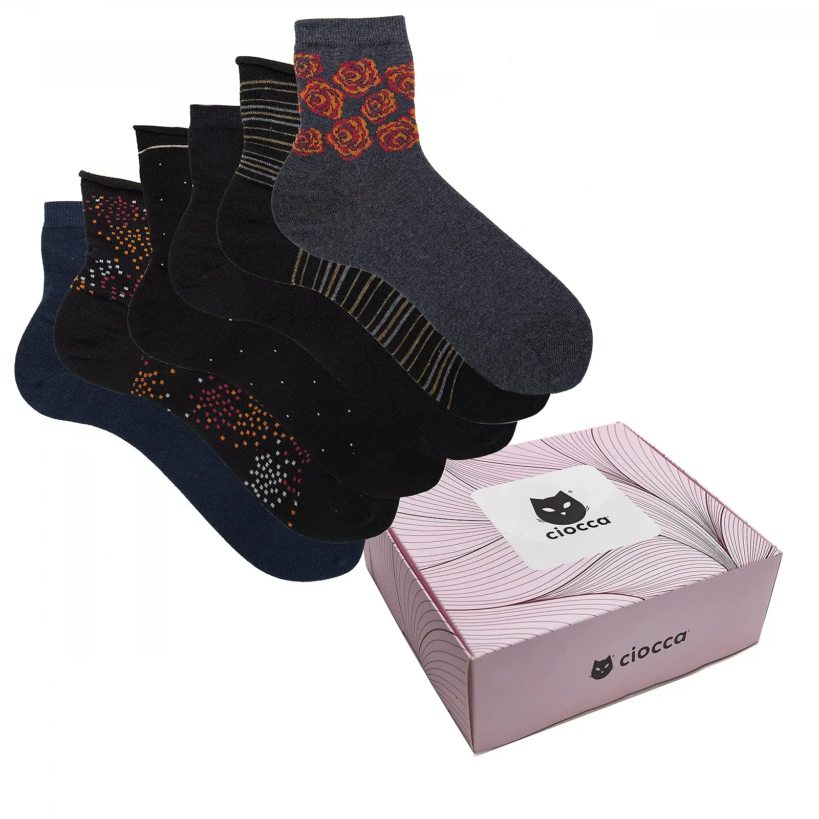 Носки Ciocca Женские короткие с узорами Хлопок 3/6 пары, фото №1