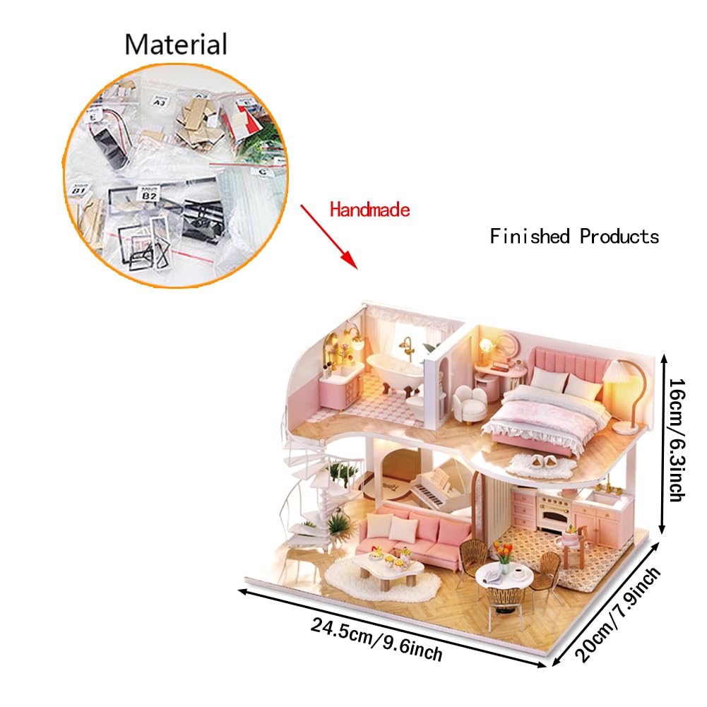 Будиночок Ляльковий Дуplex Apartment із захисною кришкою та музичною скринькою DIY Мініатюрні меблі 3D Пазл із LED підсвіткою, фото №7