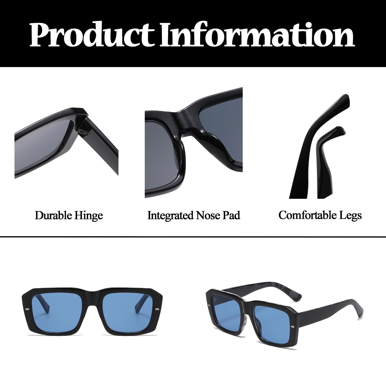 Вінтажні прямокутні сонцезахисні окуляри LJCZKA для жінок і чоловіків, 90-х років, фото №4