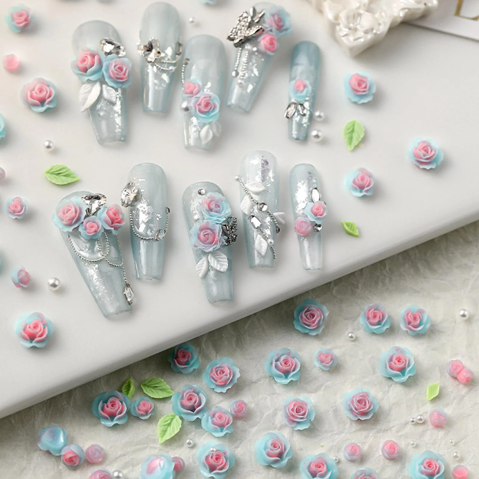 Украшения для ногтей Цветы, Объемные розы 3D, 12 цветов, фото №3