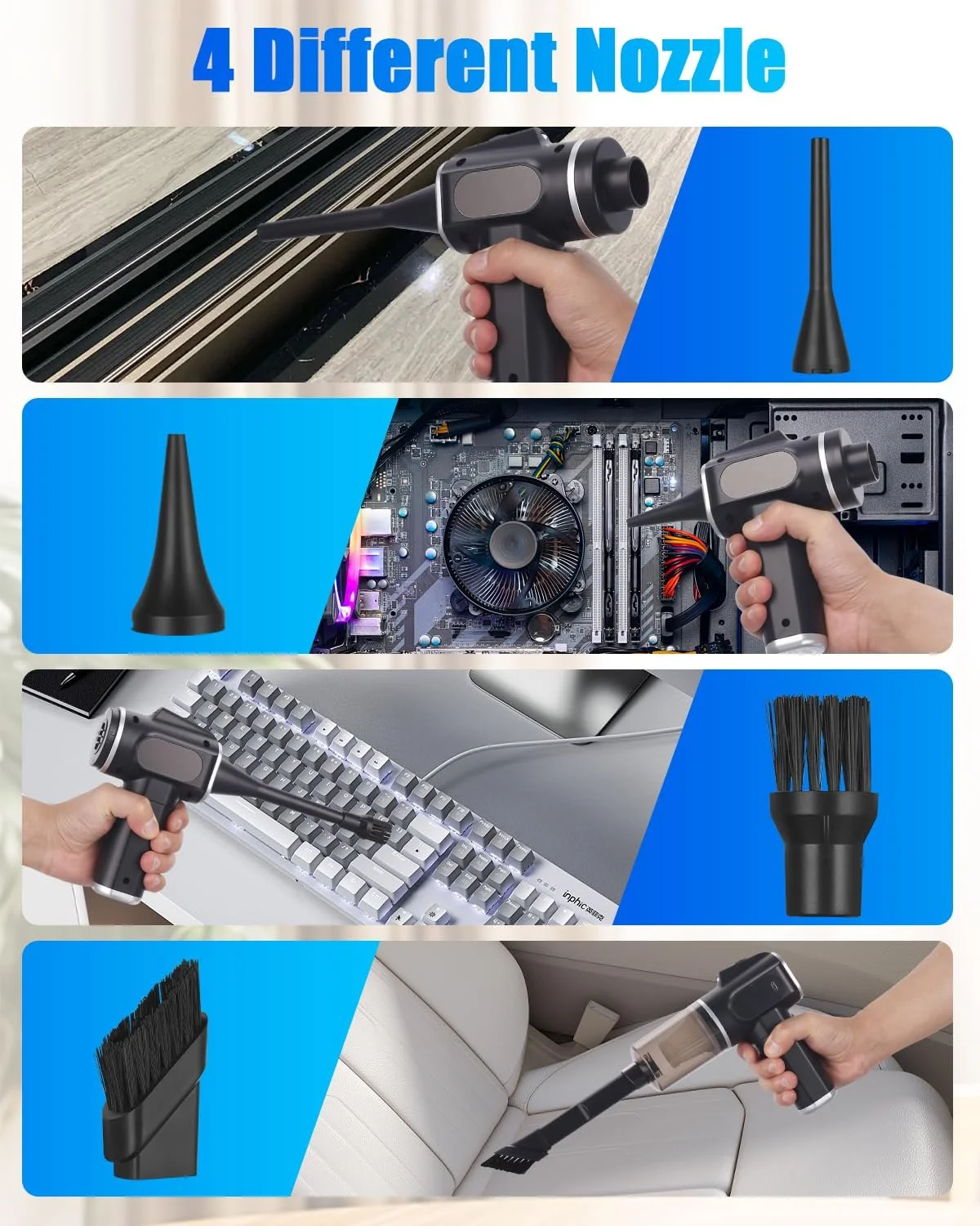 Електрична повітродувка 50000 RPM з LED підсвіткою та насадками, фото №5 Електрична повітродувка 50000 RPM з LED підсвіткою та насадками, фото №5