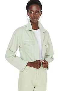 Джинсова куртка TRENDYOL Стандартна однотонна synthetic.ua - Фото 1