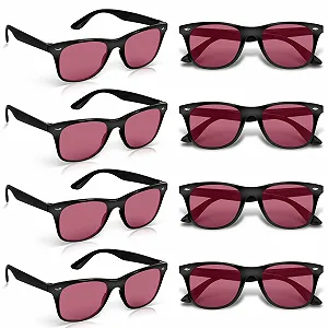 Солнцезащитные очки Вечеринка Sweetone Набор 8 шт Прямоугольные Неон Ретро Розовый цвет - Фото 1