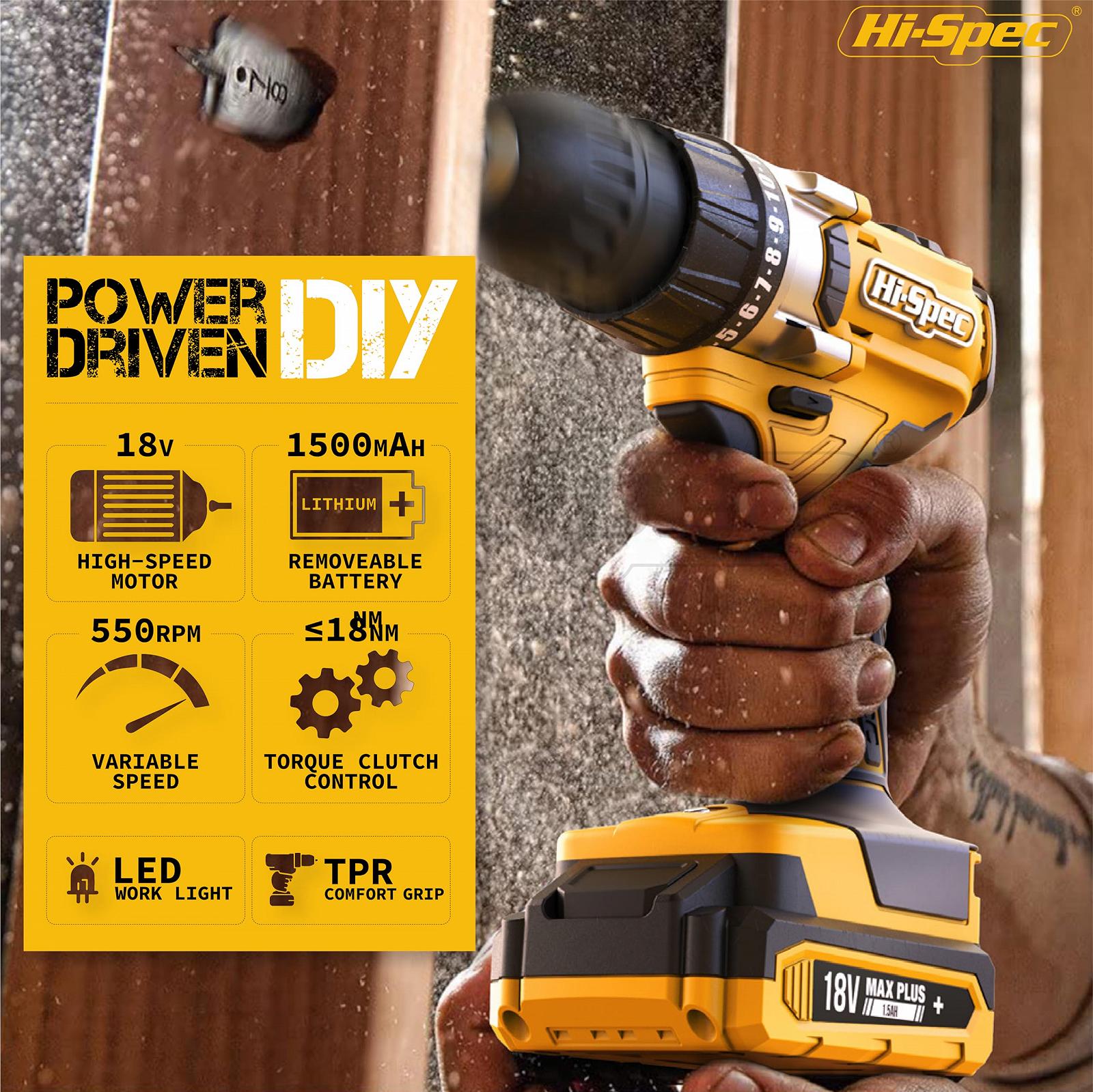 Набор Hi-Spec 30-Инструмент DIY Компактный с 18 В Аккумуляторная Дрель, Дрель, Аккумуляторная Дрель и Отвертка, Молоток - Все Важные Ручные Инструменты и Аксессуары, фото №4 Набор Hi-Spec 30-Инструмент DIY Компактный с 18 В Аккумуляторная Дрель, Дрель, Аккумуляторная Дрель и Отвертка, Молоток - Все Важные Ручные Инструменты и Аксессуары, фото №4