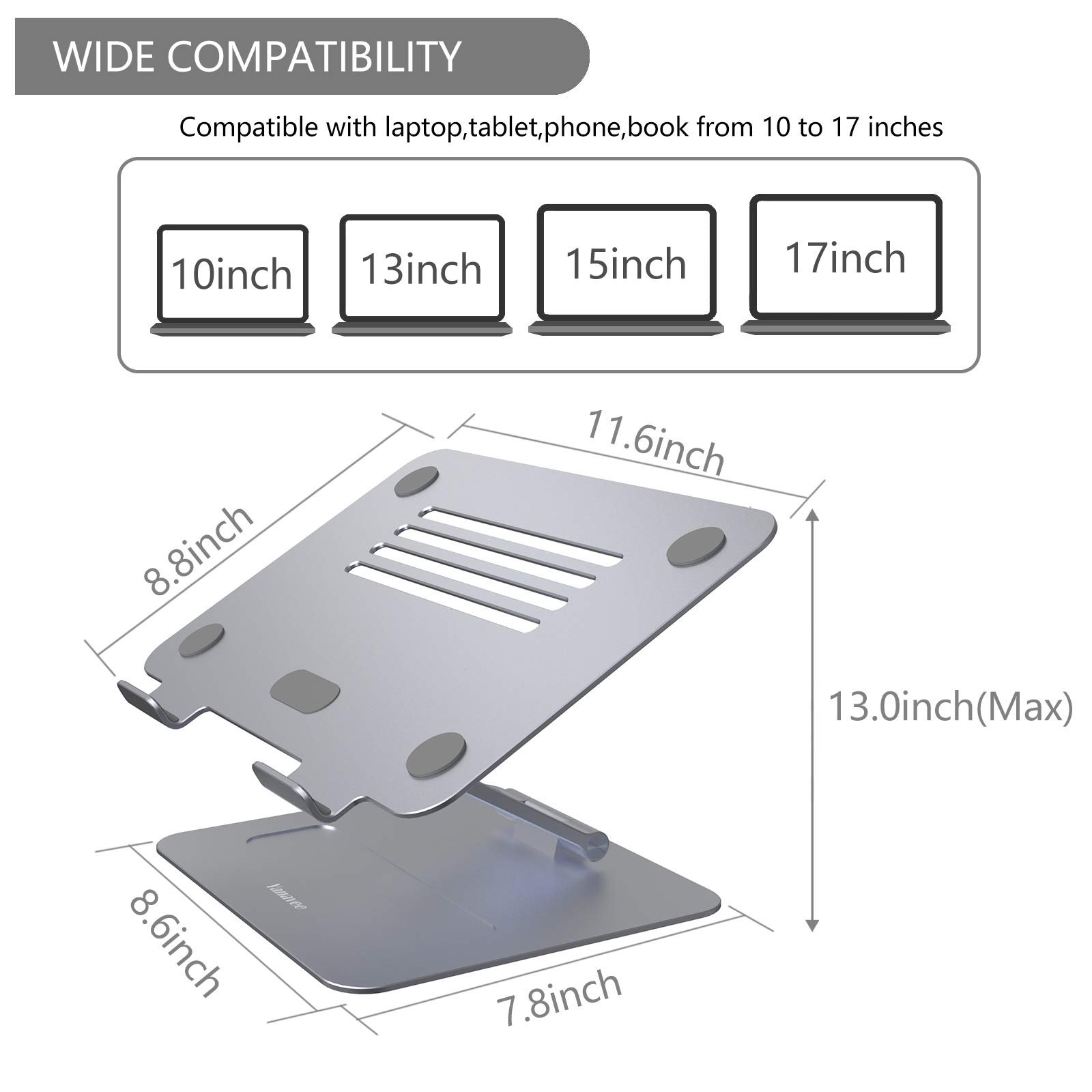 Подставка для ноутбука Premium Aluminium Регулируемая по высоте Space Grey, фото №4