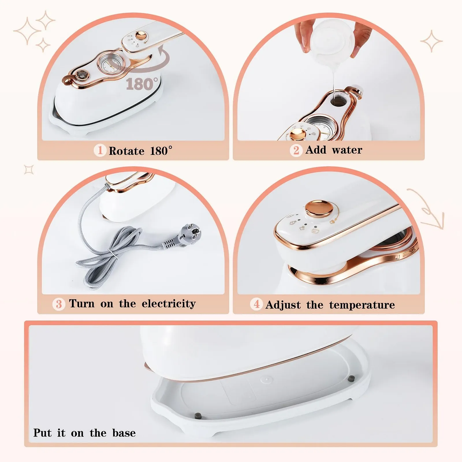 Утюг дорожный паровой VAYALT Travel Steam Iron 1200 W с резервуаром 200 ml, фото №5