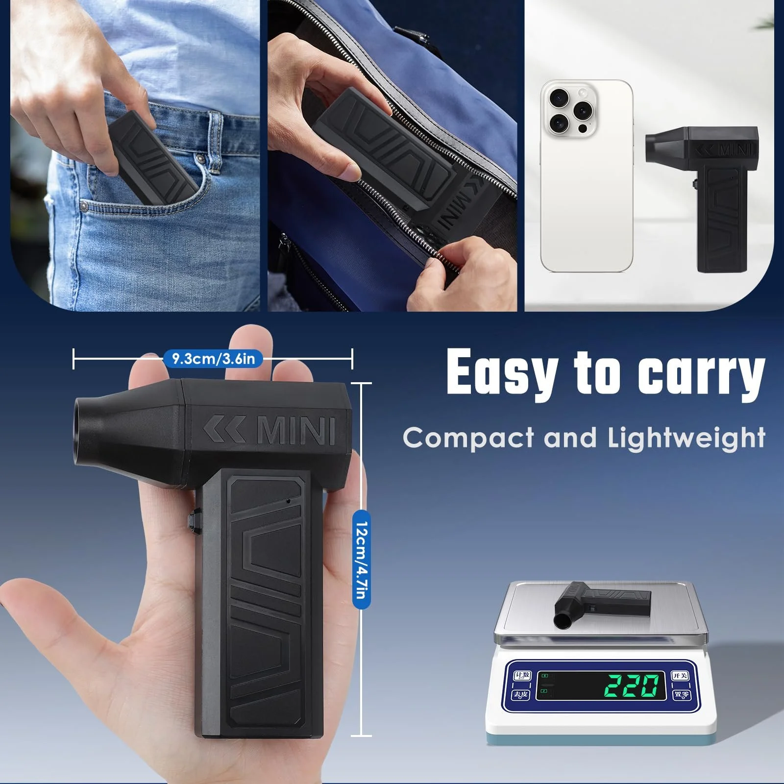 Электрическая воздуходувка 100 000 RPM 4000 мАч Type-C 220 г, фото №4 Электрическая воздуходувка 100 000 RPM 4000 мАч Type-C 220 г, фото №4