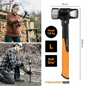 Молоток Fiskars IsoCore L 1020218 1.8 кг черный/оранжевый synthetic.ua - Фото 1