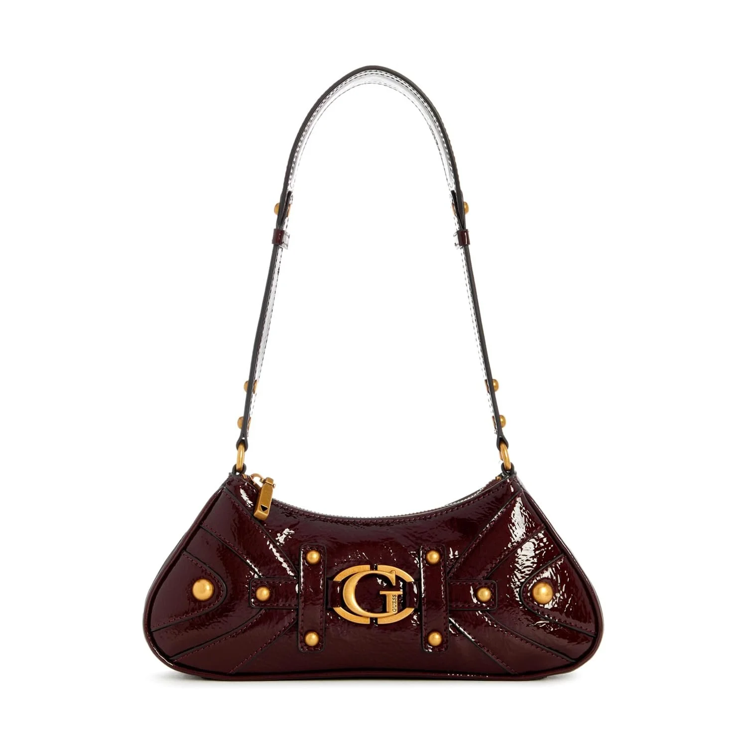 Сумка через плече GUESS Mintha Mini Top Zip Shoulder Bag жіноча, Claret, фото №1