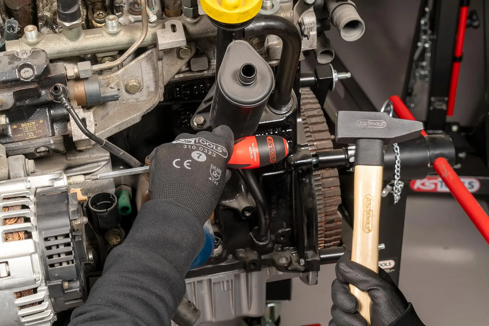 Молоток слюсарний KS Tools 142.1050 400 г ясенева рукоятка, фото №6