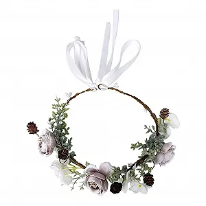 Венок на голову искусственные цветы, светло-серый, фиолетовый. - Фото 1