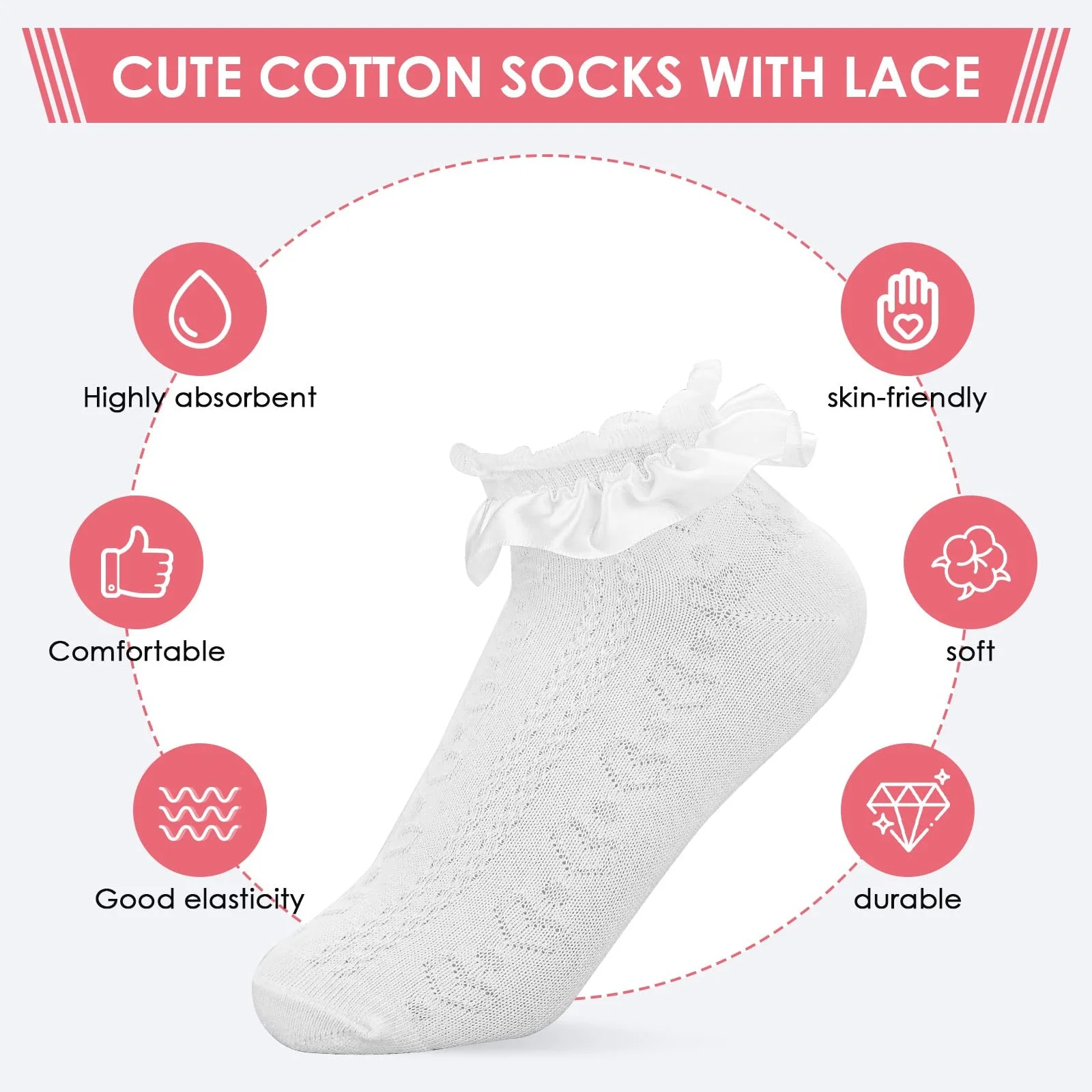 Шкарпетки Sibba з мереживними вставками та рюшами, фото №7