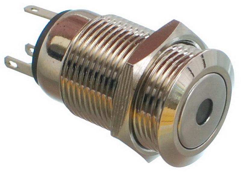 Кнопка антивандальна VJ Parts d18mm стрижка 16mm h27mm 5 контактів індикація, фото №1