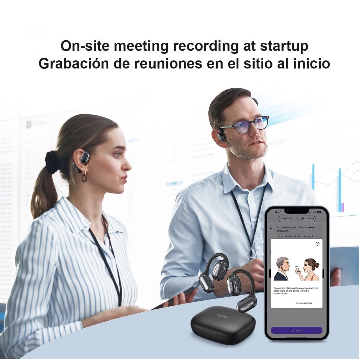 Наушники-переводчики Ki MS162, 3-в-1 для перевода в реальном времени, 135 языков, в реальном времени с приложением, 50 часов, фото №3