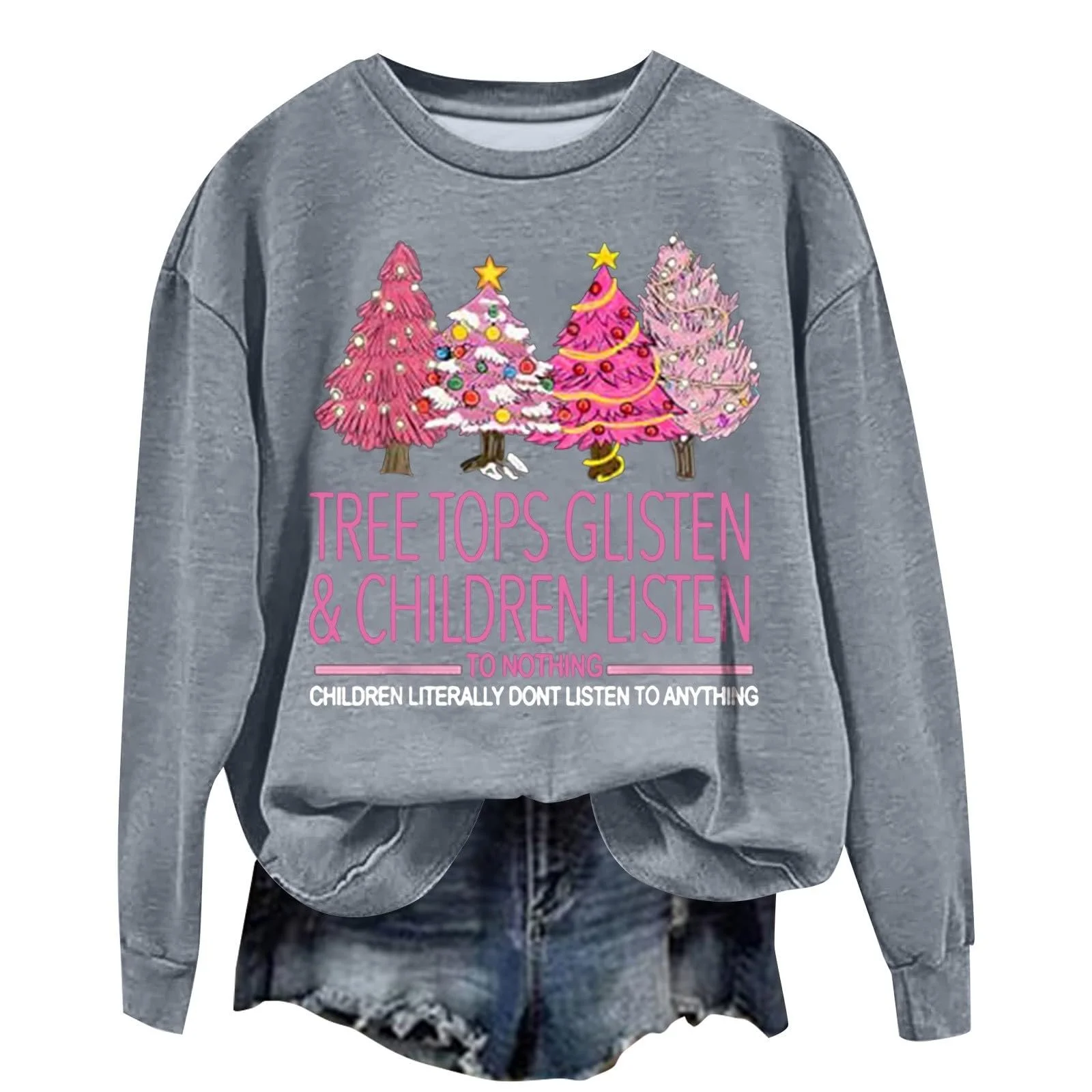 Женские рождественские свитшоты Рождественский топ Женская одежда Рождественские елки Свитшот Женский Смешной елочный кемпинговый свитшот Повседневные осенние пуловеры Зимние для женщин, фото №3