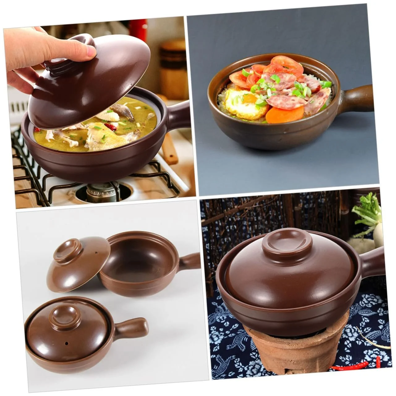 Каструля-сотейник керамічна з бічною ручкою термостійка для бібімбапа та супів, фото №7