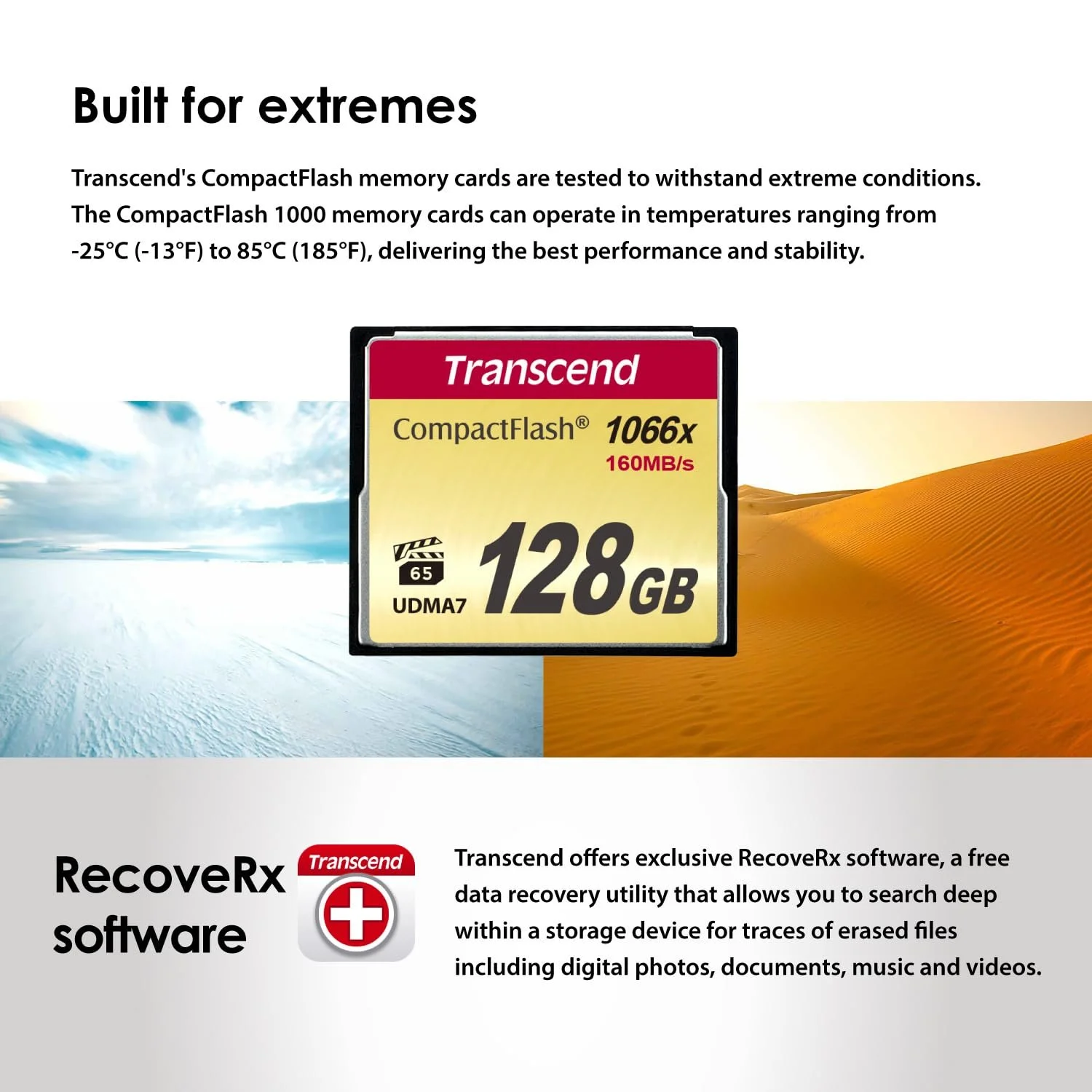 Compact Flash Card Transcend Information 128GB TS128GCF1000 160/120 MB/s, фото №7 Compact Flash Card Transcend Information 128GB TS128GCF1000 160/120 MB/s, фото №7