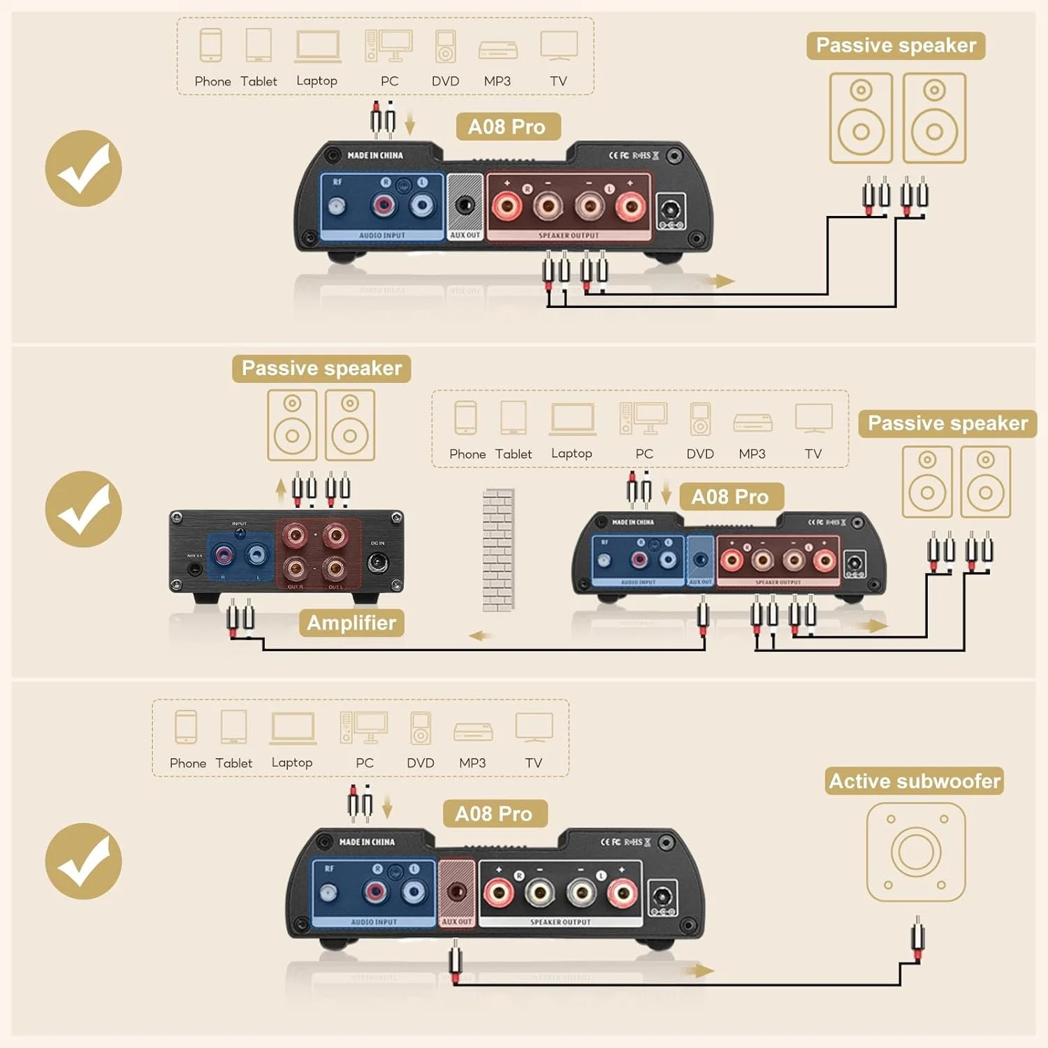 Підсилювач AIYIMA A08Pro / Hi-Fi / Bluetooth 5.1 / 300 Вт x 2 / Чорний, фото №8 Підсилювач AIYIMA A08Pro / Hi-Fi / Bluetooth 5.1 / 300 Вт x 2 / Чорний, фото №8