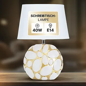 Настільна лампа LED ARTE LAMP Poppy золотисто-біла білий текстильний абажур з кабелем synthetic.ua - Фото 1