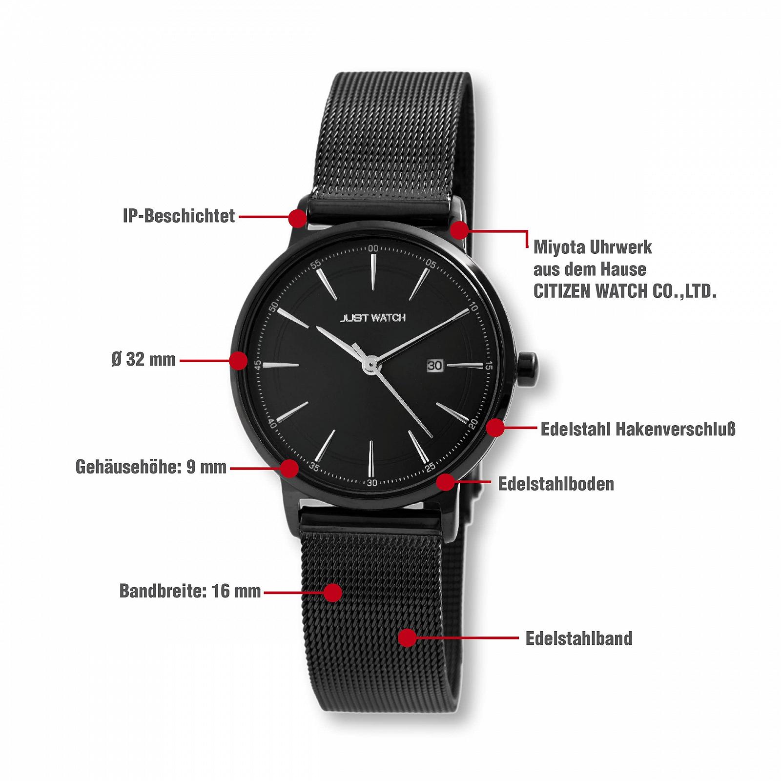 Женские часы Just Watch Миланский ремешок JW10083, нержавеющая сталь, дата, аналоговый, кварцевый, фото №4