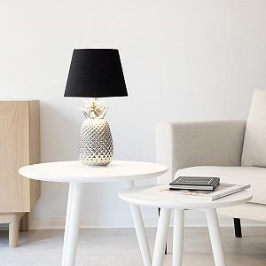 Настільна лампа Navaris Дизайн Ананас 40 см Декоративна кераміка E27 Сріблясто-чорна synthetic.ua - Фото 1