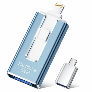 USB Stick SUDEHO 256GB MFi Certified 4 in 1 iPhone/iPad/Android/PC Попелясто-блакитний - Фото 1