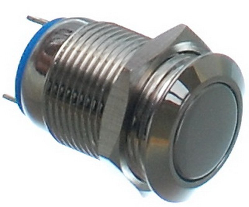 Кнопка антивандальна VJ Parts d14mm стрижка 12mm h18mm 2 контакту, фото №1