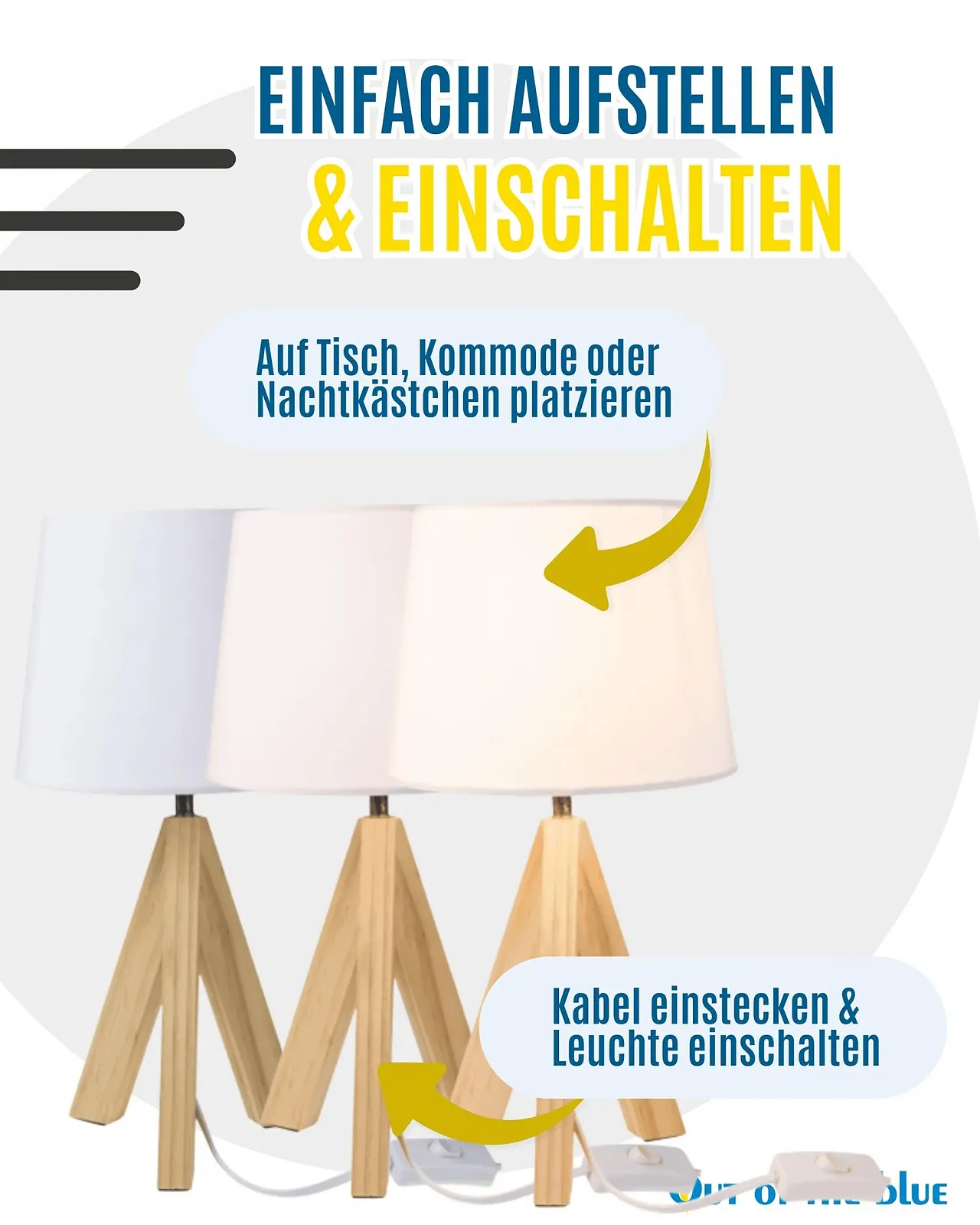 Настільна лампа Out of the Blue Wooden 40 см, фото №4