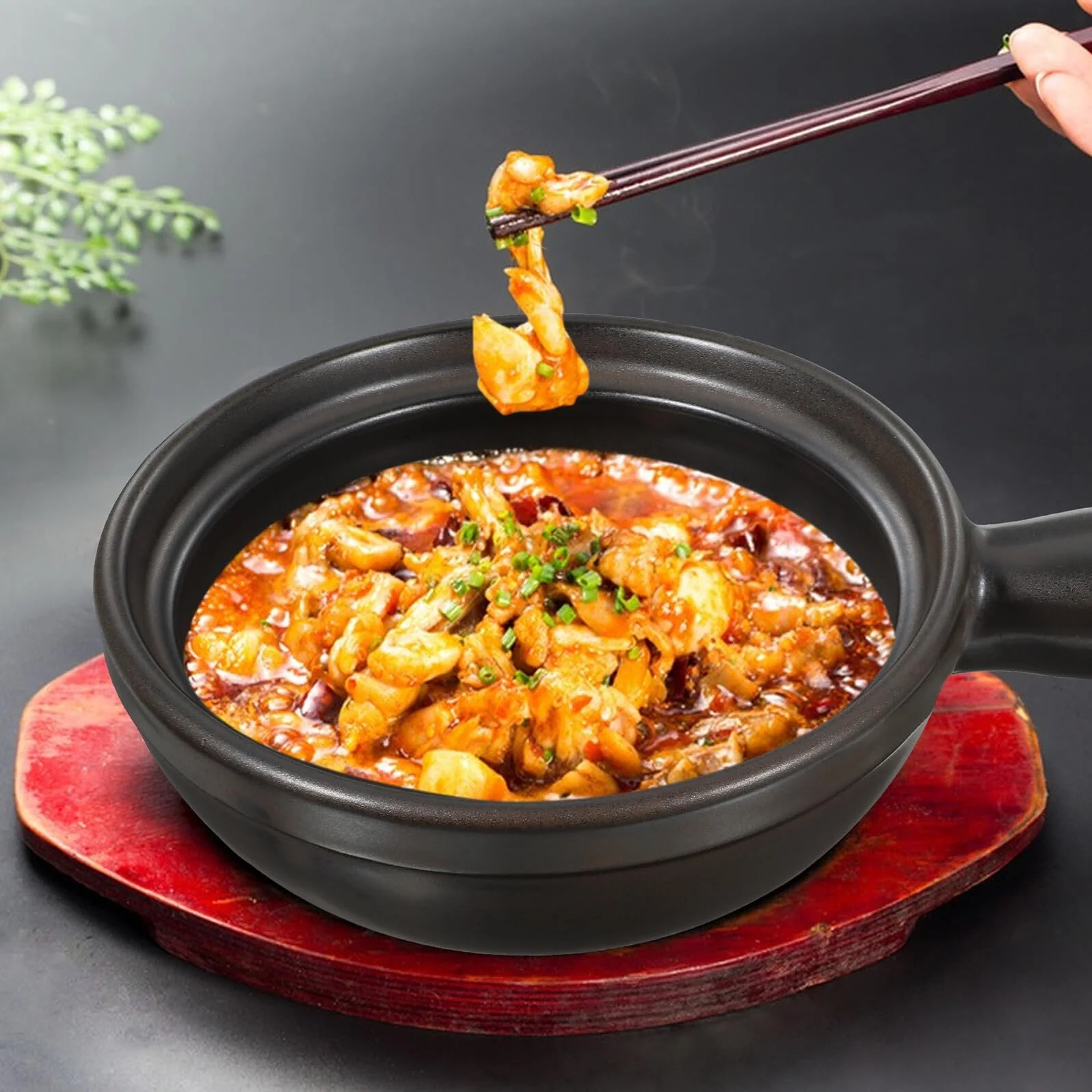 Кастрюля керамическая с крышкой и ручкой термостойкая для супа и риса, фото №6