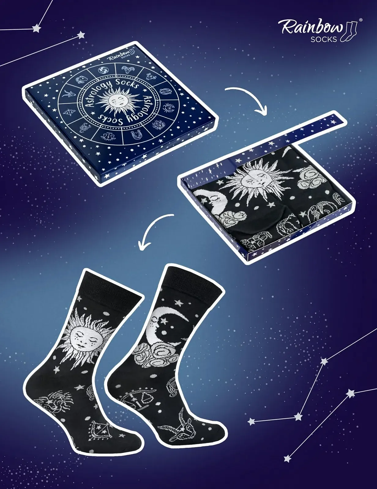 Шкарпетки Rainbow Socks Astrology Box - Жіночі Чоловічі - 1 Пара, фото №2