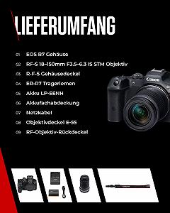 Беззеркальная камера Canon EOS R7 + Объектив RF-S 18-150 мм F3.5-6.3 IS STM (обновление DSLR, гибридная камера, видеозапись 4K/30p, до 15 кадров/с, WiFi) Черный synthetic.ua - Фото 1
