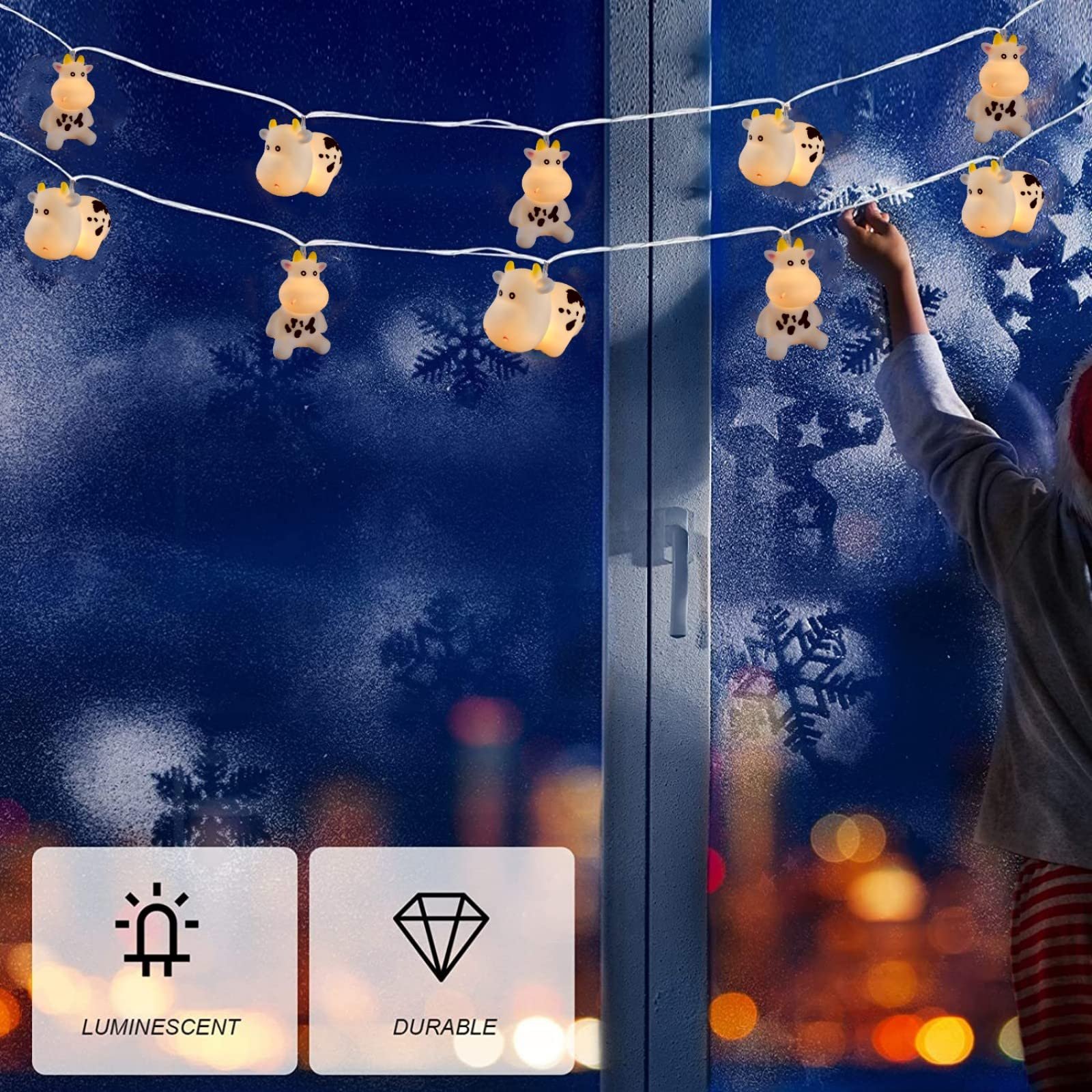 Гірлянда Riaxuebiy Корова 1.65 м/10 LED Біла корова, фото №10