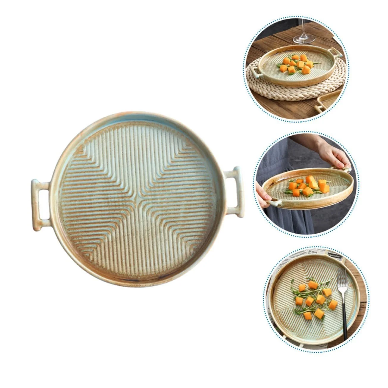 Форма для запікання керамічна термостійка нековзна з подвійними ручками антипригарна ретро-дизайн, фото №6